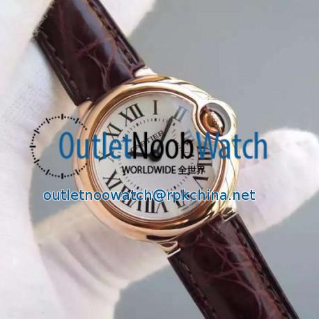 Replica Cartier Ballon Bleu 28MM Ladies Rose Gold White Dial Swiss Ronda Quartz