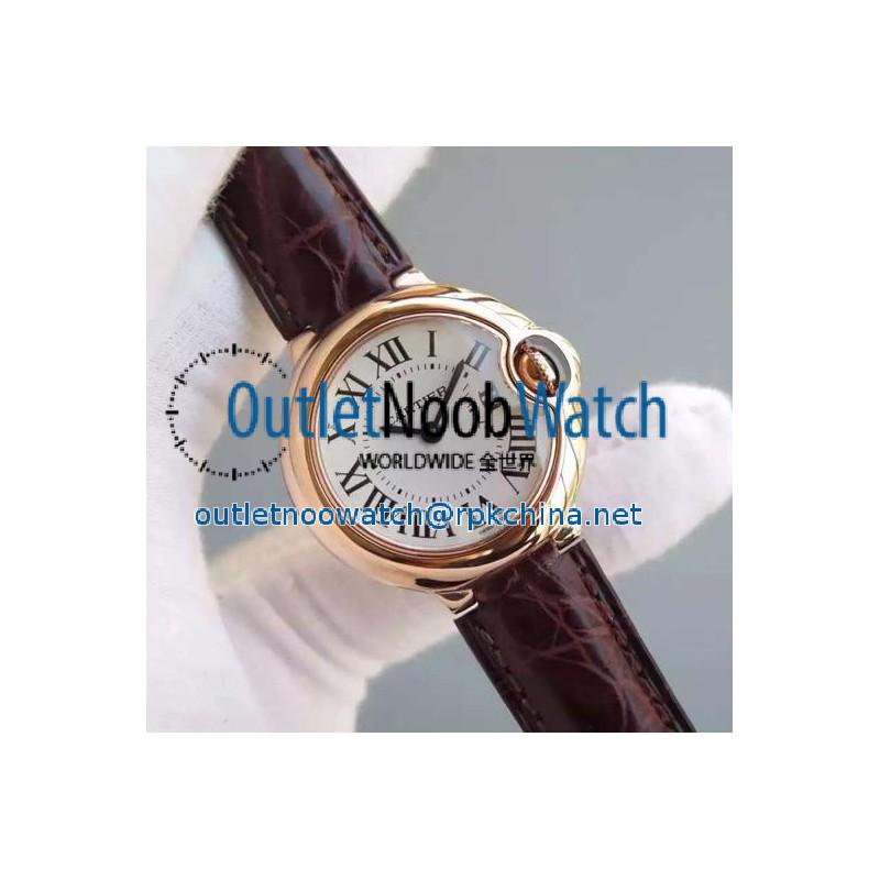 Replica Cartier Ballon Bleu 28MM Ladies Rose Gold White Dial Swiss Ronda Quartz