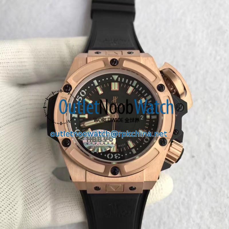 Replica Hublot Big Bang King Power Musee Oceanographique Monaco 731.OX.1170.RX HBB V6 Rose Gold Black Dial Swiss 7750