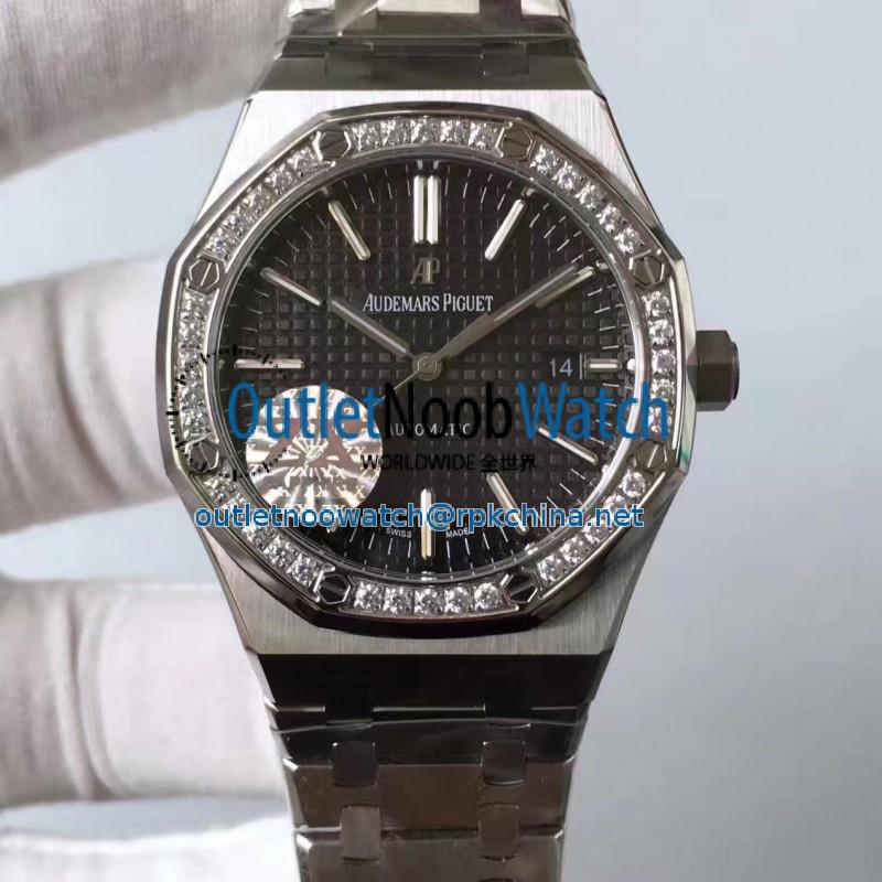 Replica Audemars Piguet Royal Oak 15400 ZX Stainless Steel & Diamonds Black Dial Swiss 3120