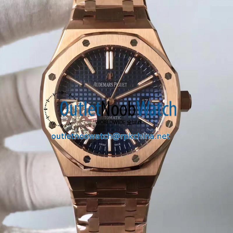 Replica Audemars Piguet Royal Oak 15400 ZX Rose Gold Blue Dial Swiss 3120