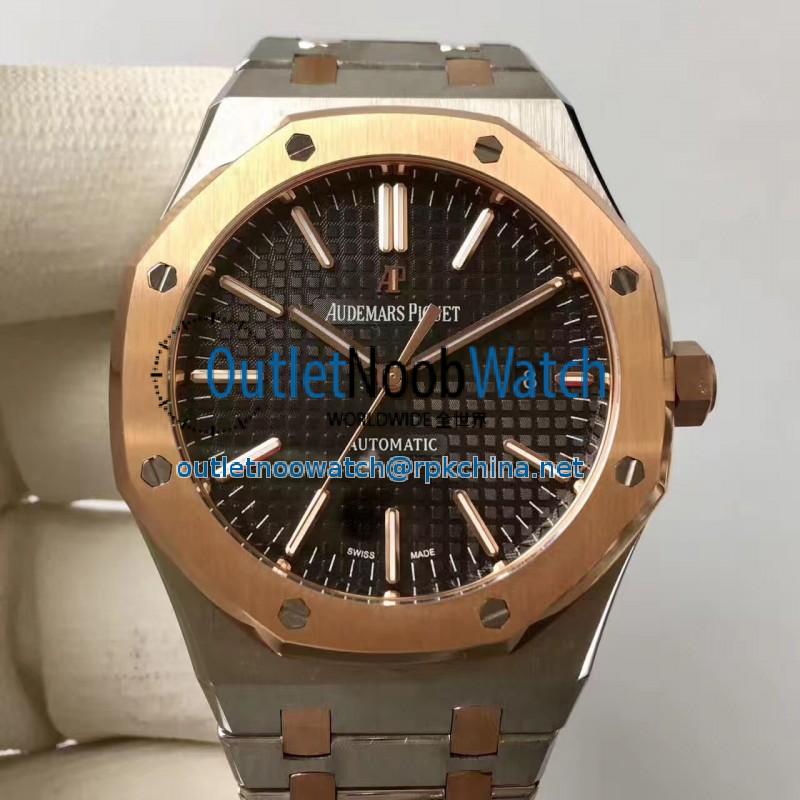 Replica Audemars Piguet Royal Oak 15400 JF Stainless Steel & Rose Gold Black Dial Swiss 3120