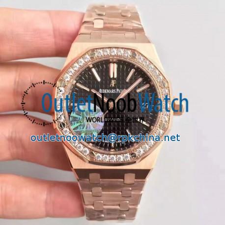 Replica Audemars Piguet Royal Oak 15450 JF Rose Gold & Diamonds Black Dial Swiss 3120