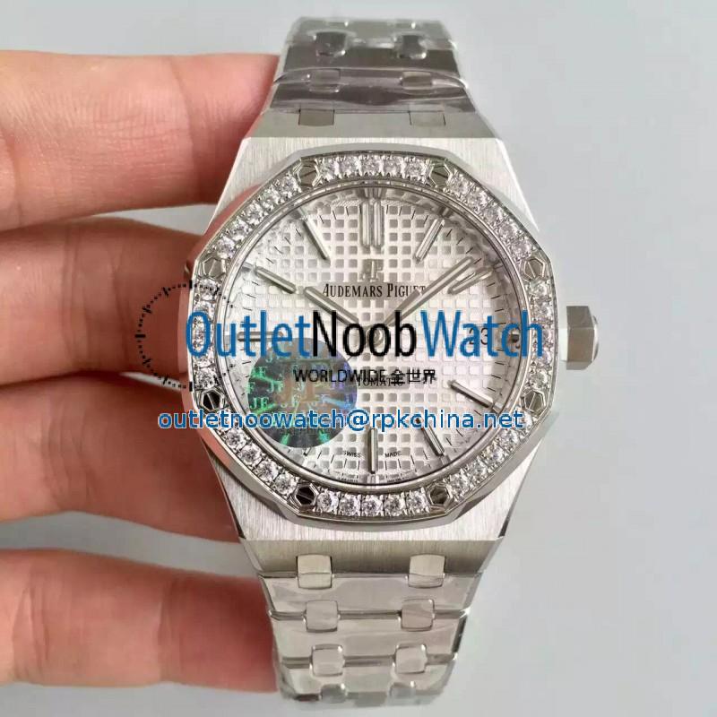 Replica Audemars Piguet Royal Oak 15450 JF Stanless Steel & Diamonds Silver Dial Swiss 3120