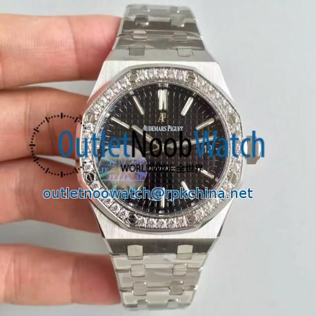 Replica Audemars Piguet Royal Oak 15450 JF Stanless Steel & Diamonds Black Dial Swiss 3120