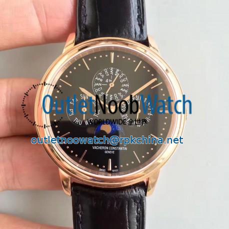 Replica Vacheron Constantin Patrimony Perpetual Calendar 43175/000R-B343 BF Rose Gold Black Dial Swiss 1120 QP