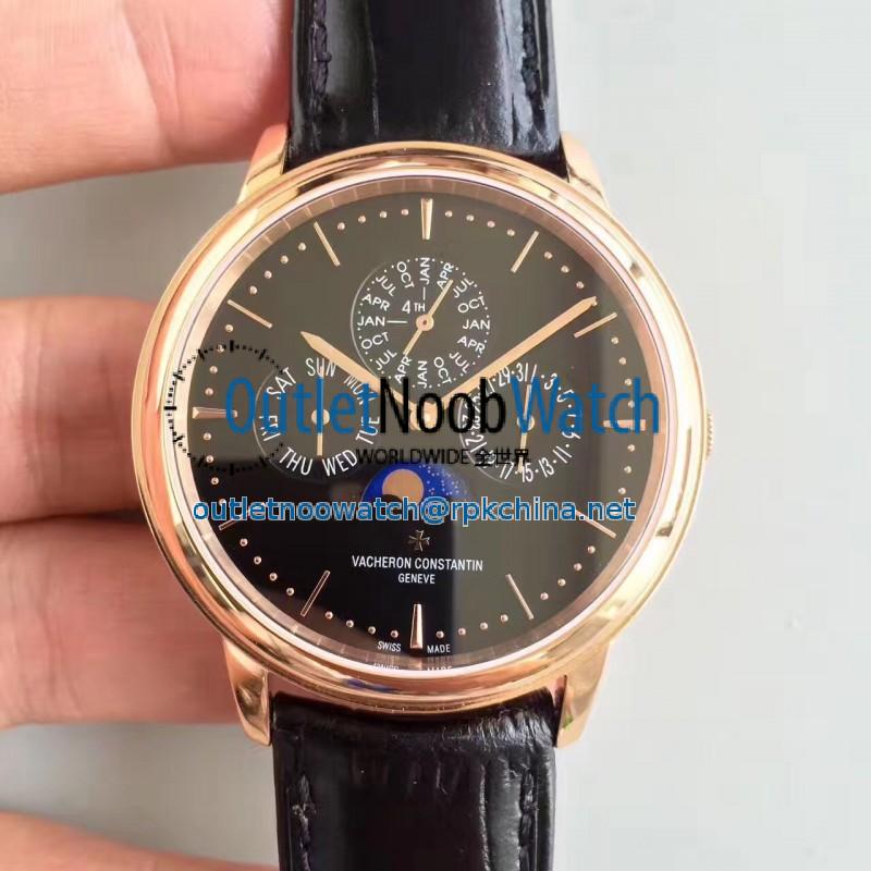 Replica Vacheron Constantin Patrimony Perpetual Calendar 43175/000R-B343 BF Rose Gold Black Dial Swiss 1120 QP