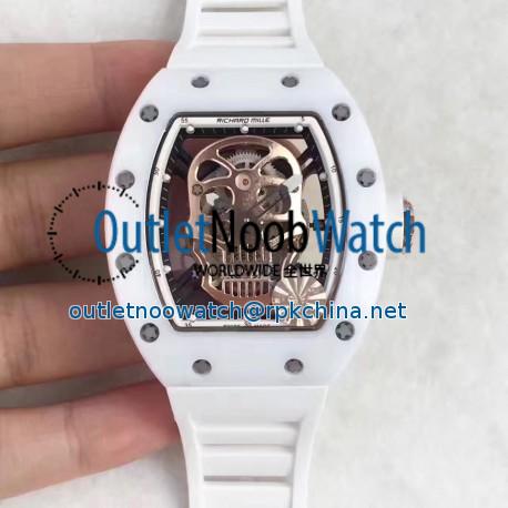 Replica Richard Mille RM052 KV White Ceramic Gold Skull Dial M6T51