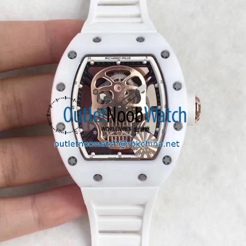 Replica Richard Mille RM052 KV White Ceramic Gold Skull Dial M6T51