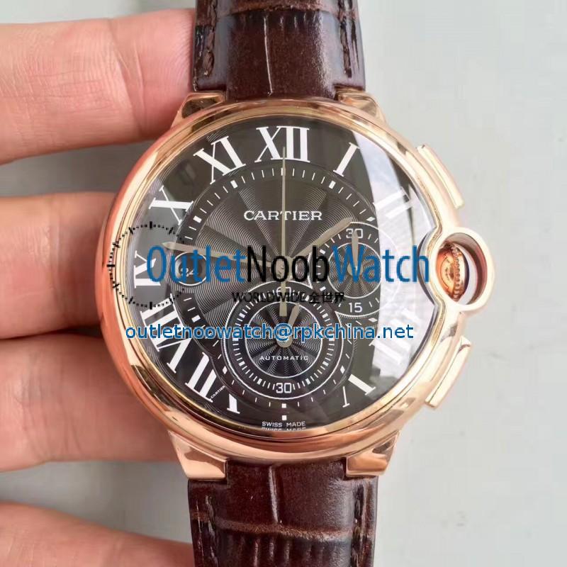 Replica Cartier Ballon Bleu Chronograph W6920074 V5 Rose Gold Black Dial Swiss 8101 MC