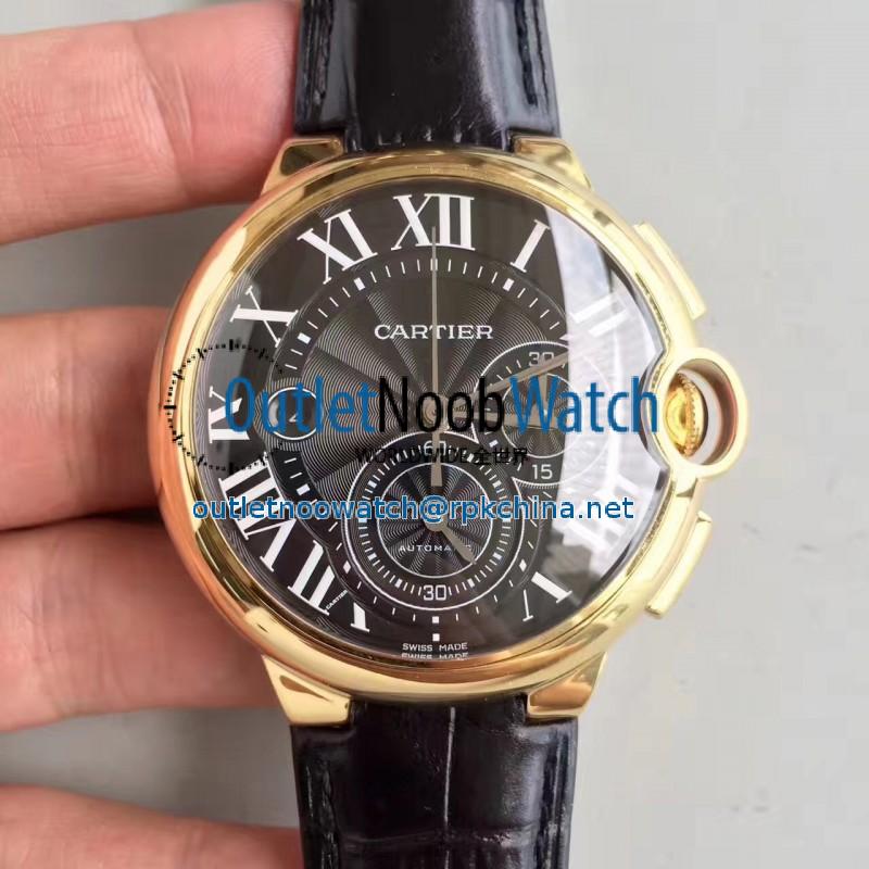 Replica Cartier Ballon Bleu Chronograph W6920007 V5 Yellow Gold Black Dial Swiss 8101 MC