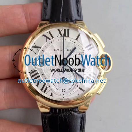 Replica Cartier Ballon Bleu Chronograph W6920007 V5 Yellow Gold Silver Dial Swiss 8101 MC