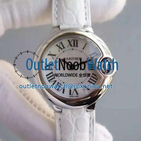 Replica Cartier Ballon Bleu 28MM Ladies Stainless Steel White Dial Swiss Ronda Quartz