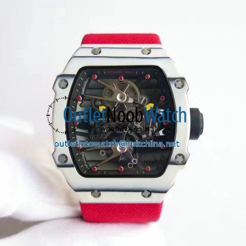 Replica Richard Mille RM27-02 Rafael Nadal KV White Forged Carbon Black Skeleton Dial M6T51