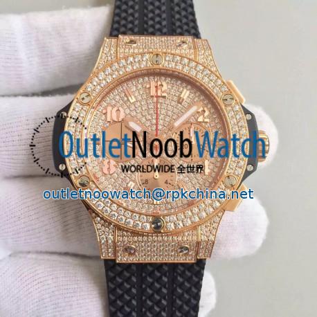 Replica Hublot Big Bang Gold Full Pave 341.PC.9010.RC.1704 JF Rose Gold & Diamonds Diamond Dial Swiss HUB4100