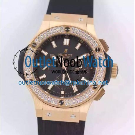 Replica Hublot Big Bang Chronograph 301.PX.1180.RX.1104 HBB V6 Rose Gold & Diamonds Black Dial Swiss HUB4100