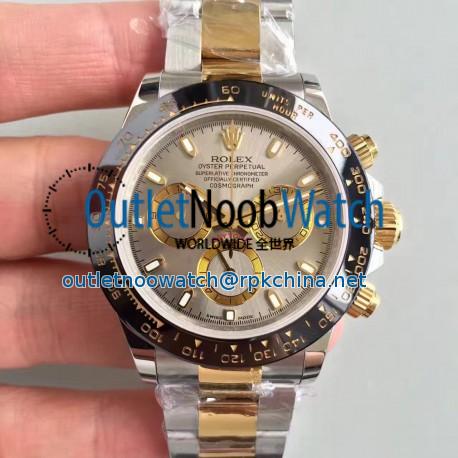 Replica Rolex Daytona Cosmograph 116519LN JH Yellow Gold & Stainless Steel Grey Dial Swiss 4130 Run 6@SEC