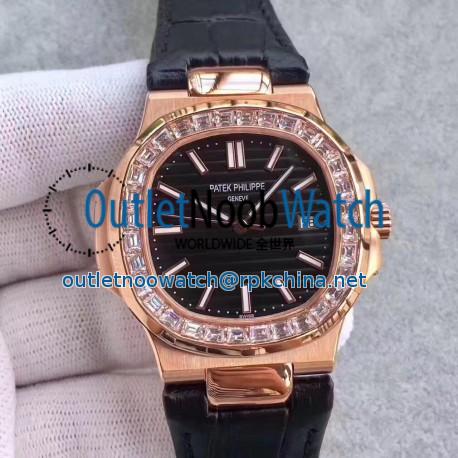 Replica Patek Philippe Nautilus 5711R MK Rose Gold & Diamonds Black Dial Swiss 324SC