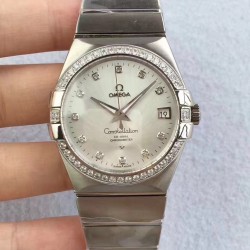 Replica Omega Constellation 123.55.38.20.99.001 38MM SSS Stainless Steel & Diamonds Mother Of Pearl Dial Swiss 8500