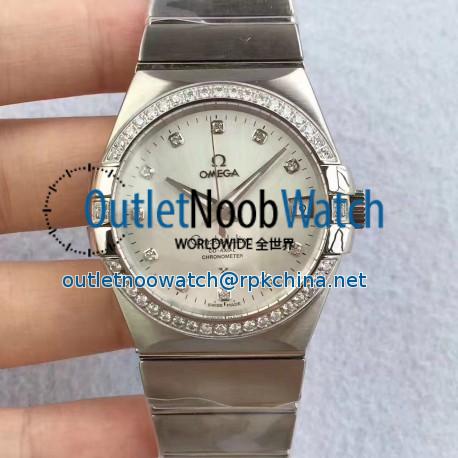 Replica Omega Constellation 123.55.38.20.99.001 38MM SSS Stainless Steel & Diamonds Mother Of Pearl Dial Swiss 8500