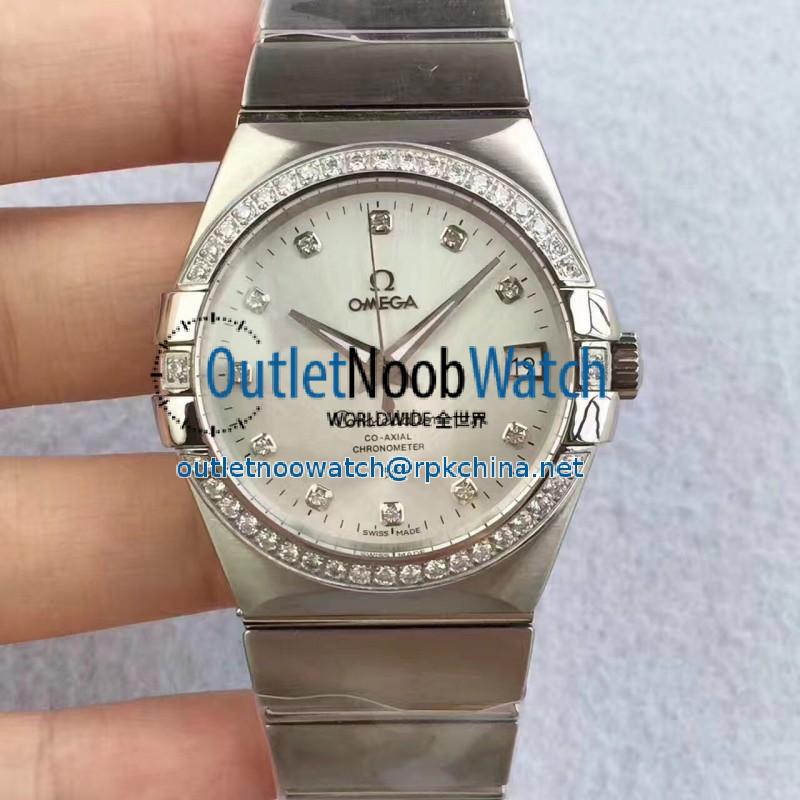 Replica Omega Constellation 123.55.38.20.99.001 38MM SSS Stainless Steel & Diamonds Mother Of Pearl Dial Swiss 8500