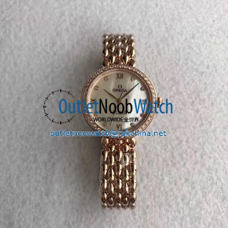 Replica Omega De Ville Dewdrop 424.55.27.60.55.004 XF Rose Gold & Diamonds Mother Of Pearl Dial Swiss 8521