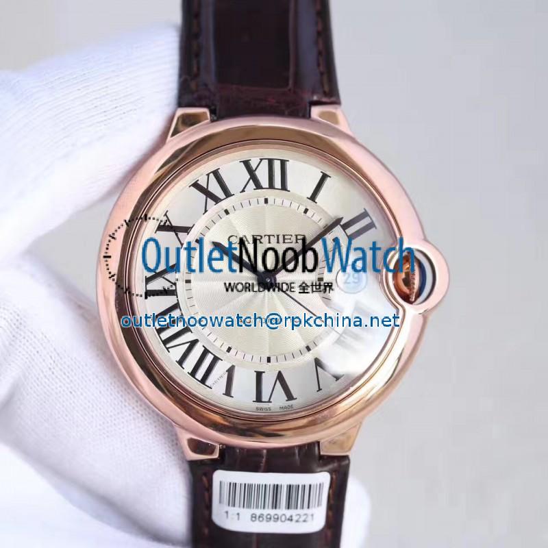 Replica Ballon Bleu De Cartier 42MM WGBB0017 V9 Rose Gold Silver Dial Swiss 2688-2