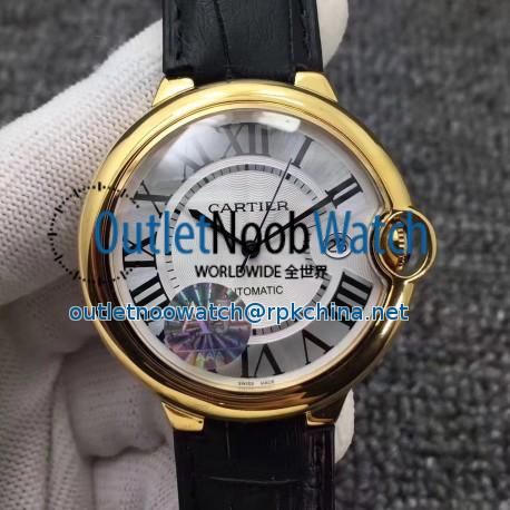 Replica Ballon Bleu De Cartier 42MM W6900551 AJ Yellow Gold Silver Dial Swiss 2824-2