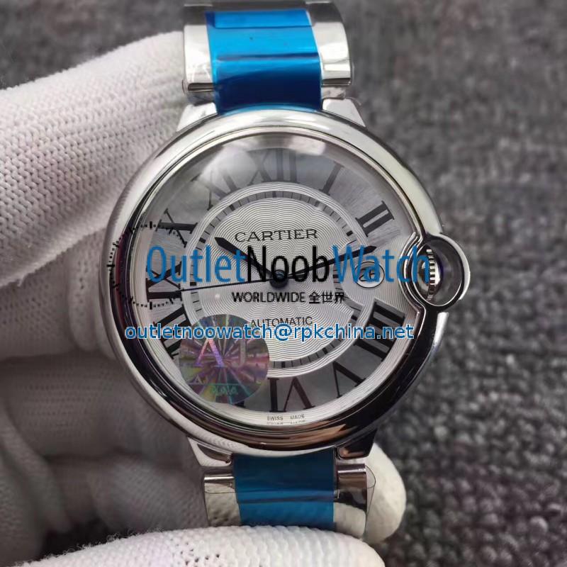 Replica Ballon Bleu De Cartier 42MM W69012Z4 AJ Stainless Steel Silver Dial Swiss 2824-2