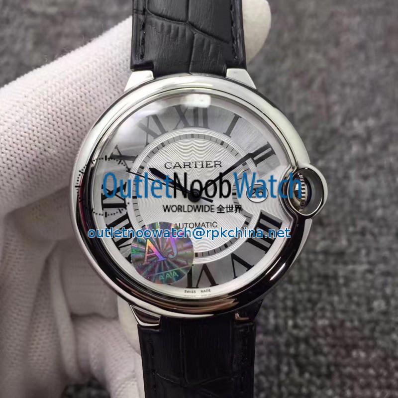 Replica Ballon Bleu De Cartier 42MM W6901351 AJ Stainless Steel Silver Dial Swiss 2824-2