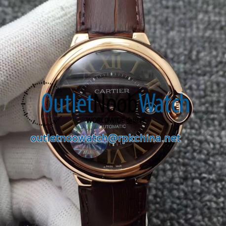 Replica Ballon Bleu De Cartier 42MM W6920037 AJ Rose Gold Chocolate Dial Swiss 2824-2