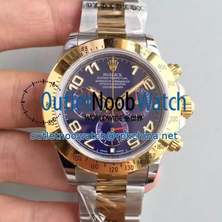 Replica Rolex Daytona Cosmograph 116503 JH Yellow Gold & Stainless Steel Blue Dial Swiss 4130 Run 6@SEC