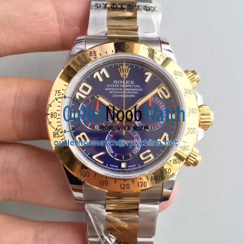 Replica Rolex Daytona Cosmograph 116503 JH Yellow Gold & Stainless Steel Blue Dial Swiss 4130 Run 6@SEC