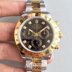 Replica Rolex Daytona Cosmograph 116503 JH Yellow Gold & Stainless Steel Black Dial Swiss 4130 Run 6@SEC