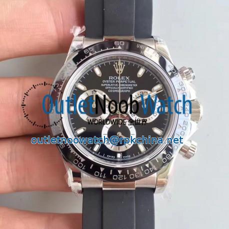 Replica Rolex Daytona Cosmograph 116519LN JH Stainless Steel Black Dial Swiss 4130 Run 6@SEC