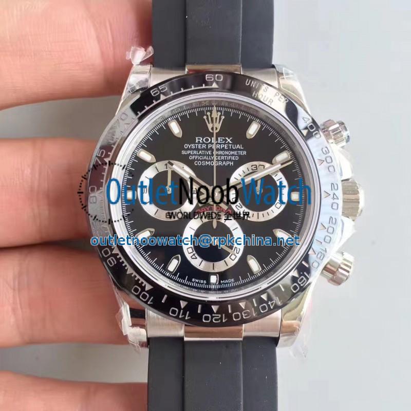 Replica Rolex Daytona Cosmograph 116519LN JH Stainless Steel Black Dial Swiss 4130 Run 6@SEC