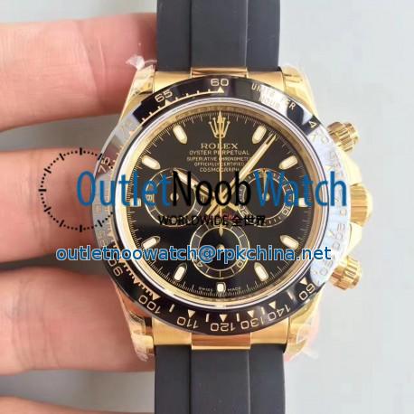 Replica Rolex Daytona Cosmograph 116518LN JH Yellow Gold Black Dial Swiss 4130 Run 6@SEC