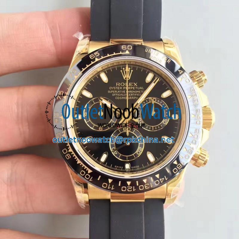 Replica Rolex Daytona Cosmograph 116518LN JH Yellow Gold Black Dial Swiss 4130 Run 6@SEC