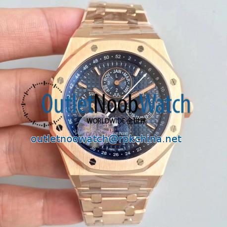 Replica Audemars Piguet Royal Oak Perpetual Calendar 41MM 26574OR.OO.1220OR.01 JF Rose Gold Blue Dial Swiss 5134