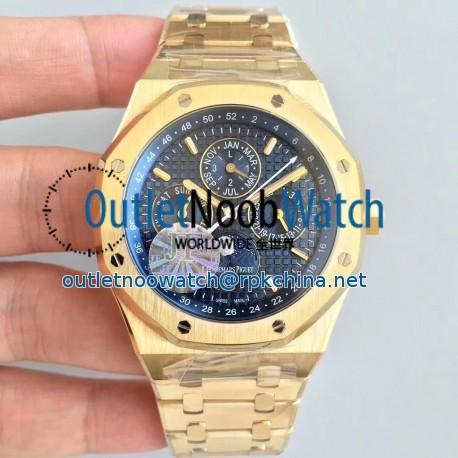 Replica Audemars Piguet Royal Oak Perpetual Calendar 41MM 26574BA.OO.1220BA.01 JF Yellow Gold Blue Dial Swiss 5134