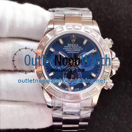 Replica Rolex Daytona Cosmograph 116599 JF Stainless Steel & Diamonds Blue Dial Swiss 7750 Run 6@SEC