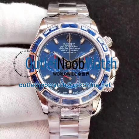 Replica Rolex Daytona Cosmograph 116599 JF Stainless Steel & Diamonds Blue Dial Swiss 7750 Run 6@SEC