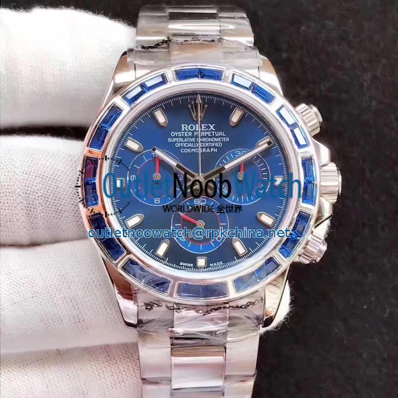 Replica Rolex Daytona Cosmograph 116599 JF Stainless Steel & Diamonds Blue Dial Swiss 7750 Run 6@SEC