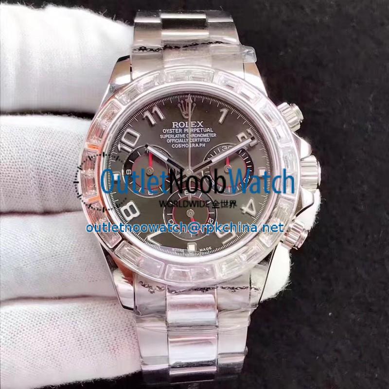 Replica Rolex Daytona Cosmograph 116599 JF Stainless Steel & Diamonds Anthracite Dial Swiss 7750 Run 6@SEC