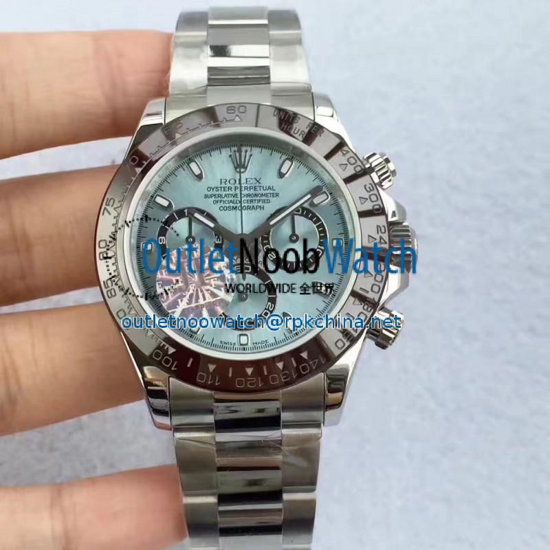 Replica Rolex Daytona Cosmograph 116506 JF Stainless Steel Ice Blue Dial Swiss 7750 Run 6@SEC