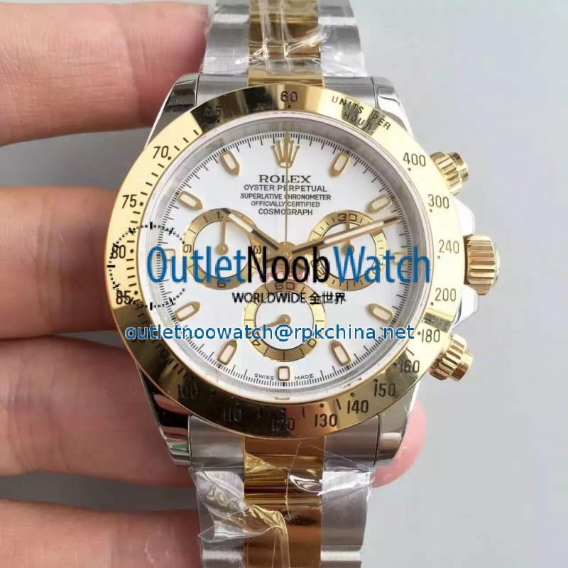 Replica Rolex Daytona Cosmograph 116503 JF Stainless Steel & Yellow Gold White Dial Swiss 7750 Run 6@SEC