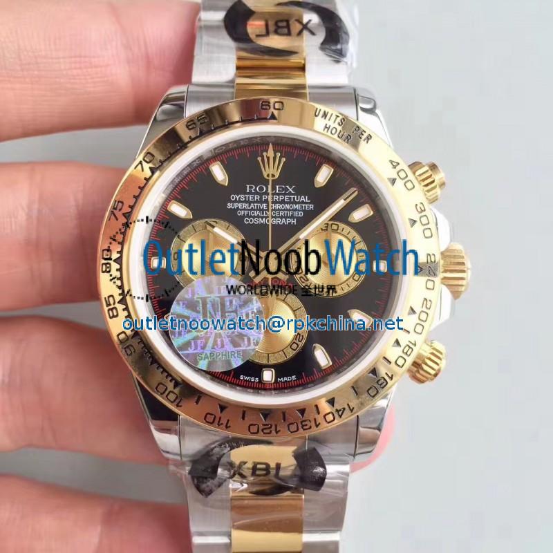 Replica Rolex Daytona Cosmograph 116503 JF Stainless Steel & Yellow Gold Black & Champagne Dial Swiss 7750 Run 6@SEC