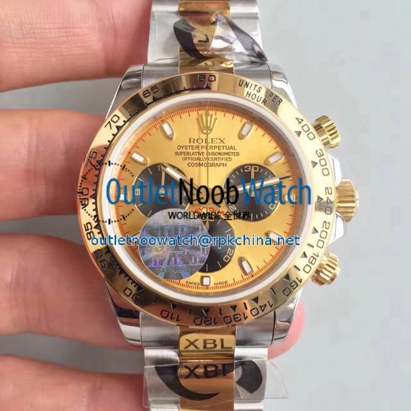 Replica Rolex Daytona Cosmograph 116503 JF Stainless Steel & Yellow Gold Champagne & Black Dial Swiss 7750 Run 6@SEC