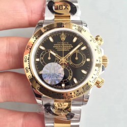 Replica Rolex Daytona Cosmograph 116503 JF Stainless Steel & Yellow Gold Black Dial Swiss 7750 Run 6@SEC