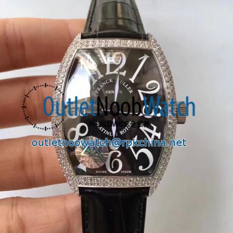 Replica Franck Muller 7880 SC DT Platinum Rotor ZX Stainless Steel & Diamonds Black Dial Swiss 2824-2